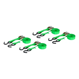 CURT cargo strap, 16 feet long green cambuckle with S-hooks, 4-pack