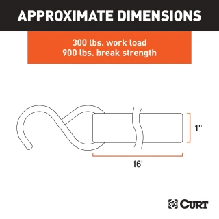 CURT cargo strap, 16 feet long green cambuckle with S-hooks, 4-pack