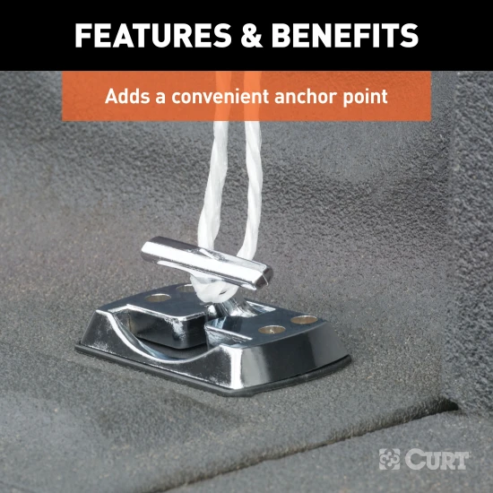 CURT tiedown anchor with chrome-plated finish, fold-away design, and 1,200 lbs capacity