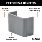 CURT weld-on stake pocket anchor for trailers and vans, suitable for 2x4 studs.