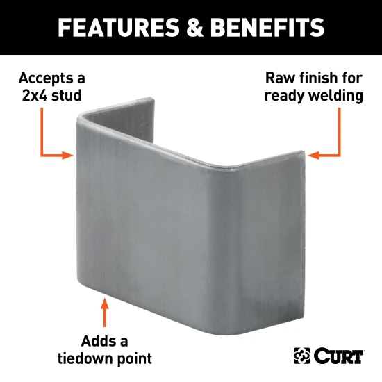 CURT weld-on stake pocket anchor for trailers and vans, suitable for 2x4 studs.