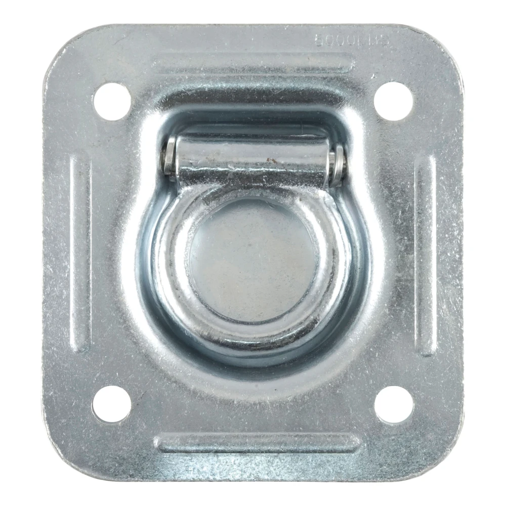 CURT recessed floor wall tiedown anchor with zinc-plated steel construction, ideal for securing cargo in trucks and trailers.