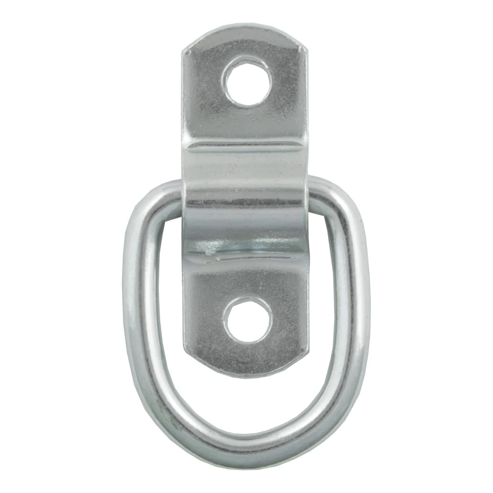 CURT D-ring tiedown anchor with zinc-plated steel construction for cargo security in trailers and trucks.