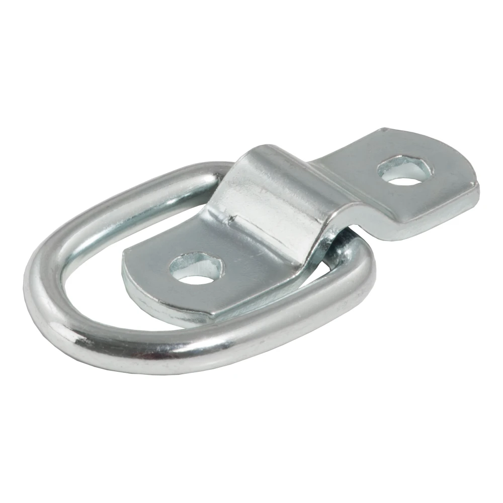 CURT D-ring tiedown anchor with zinc-plated steel construction for cargo security in trailers and trucks.