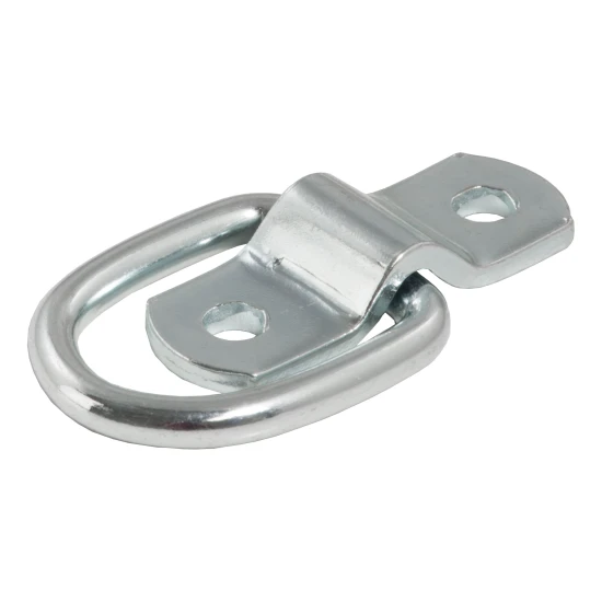 CURT D-ring tiedown anchor with zinc-plated steel construction for cargo security in trailers and trucks.