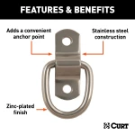 CURT D-ring tiedown anchor for trailers, trucks, and vans with stainless steel construction.