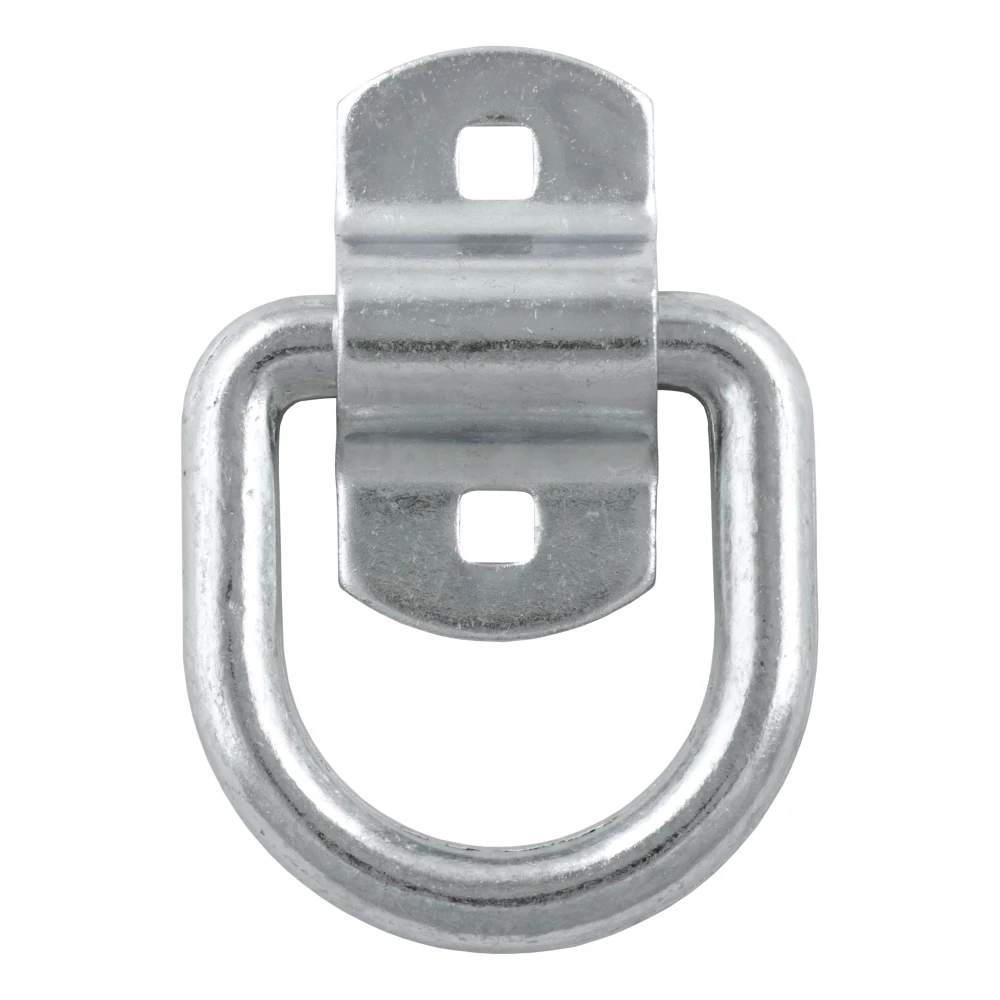 CURT D-ring tiedown anchor, zinc plated for durability, used for securing cargo in trailers and trucks