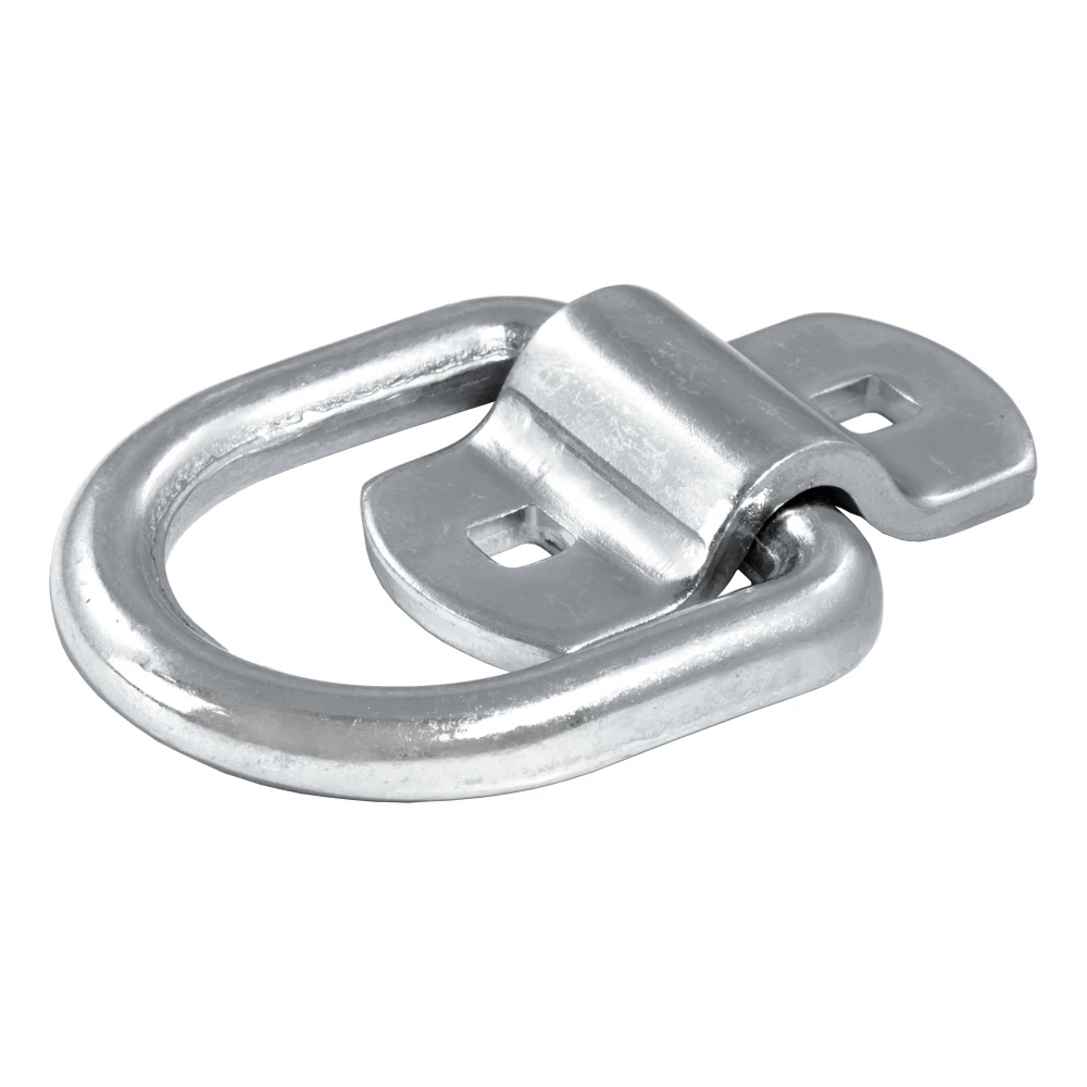 CURT D-ring tiedown anchor, zinc plated for durability, used for securing cargo in trailers and trucks