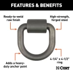 CURT D-ring tiedown anchor with forged steel construction for secure cargo transport