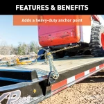 CURT D-ring tiedown anchor with a forged steel construction and 15,587 lbs. load capacity for securing cargo.