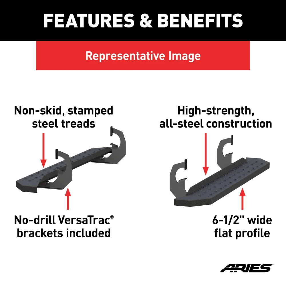 Aries 2055510 RidgeStep 53-inch black steel running boards for Chevy Silverado GMC Sierra regular cab