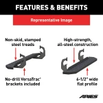 Aries 2055510 RidgeStep 53-inch black steel running boards for Chevy Silverado GMC Sierra regular cab