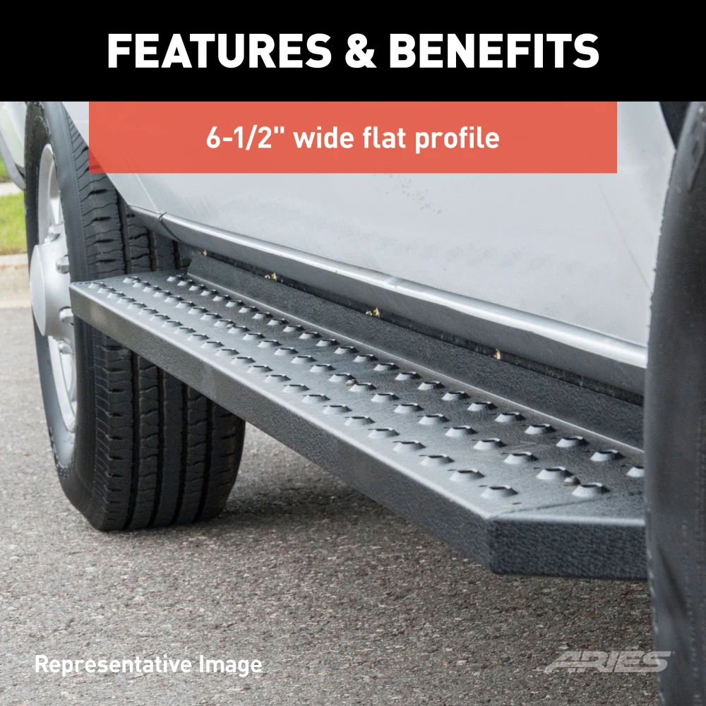 Aries 2055510 RidgeStep 53-inch black steel running boards for Chevy Silverado GMC Sierra regular cab