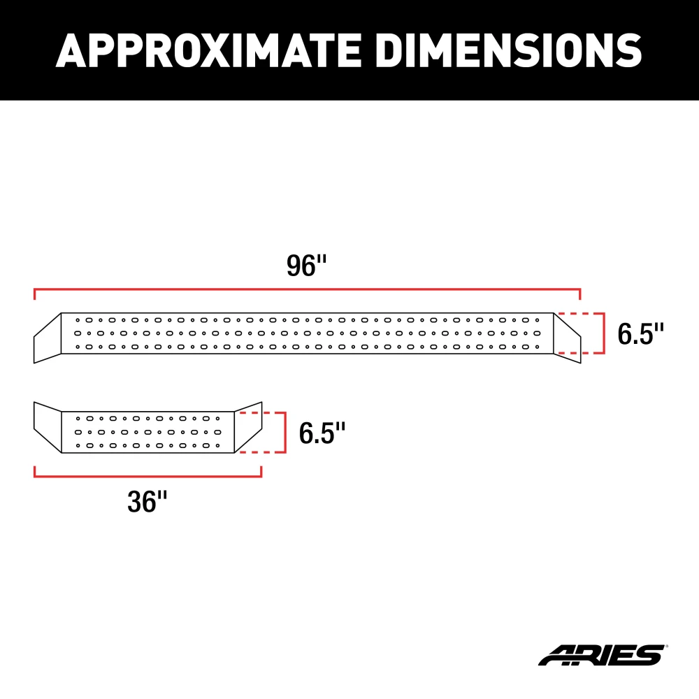 Aries RidgeStep 96-inch black steel running boards for Ram ProMaster 2500 3500