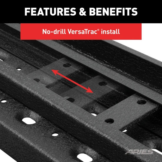 Aries RidgeStep 96-inch black steel running boards for Ram ProMaster 2500 3500