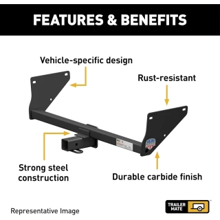 Trailer Hitch For 08-20 Dodge Grand Caravan 08-16 Chrysler Town and Country 2021 Grand Caravan 12-15 Ram C/V 09-14 VW Routan 2" Tow Receiver Class III GTW 3,600 LB Tongue 360 LB Mate Finish