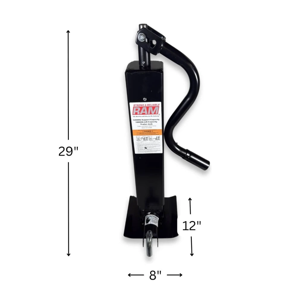 RAM Direct Weld heavy duty square trailer jack topwind 12000 lb support 10000 lb lift black TJD-12000TWSP-R