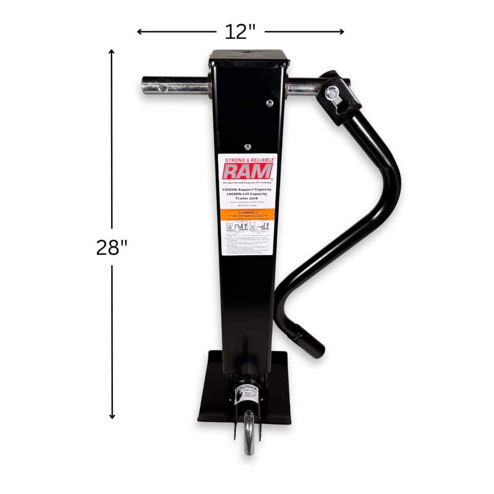 RAM Direct weld heavy duty square trailer jack sidewind 12,000 lb black TJD-12000SP-F2