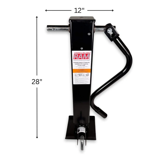 RAM Direct weld heavy duty square trailer jack sidewind 12,000 lb black TJD-12000SP-F2