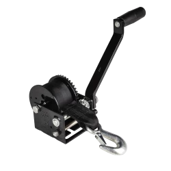 Fulton Trailer Winch 900 lbs Capacity 15 ft Strap Glossy Black Zinc 5 Year Warranty - 142026 Boat Winch