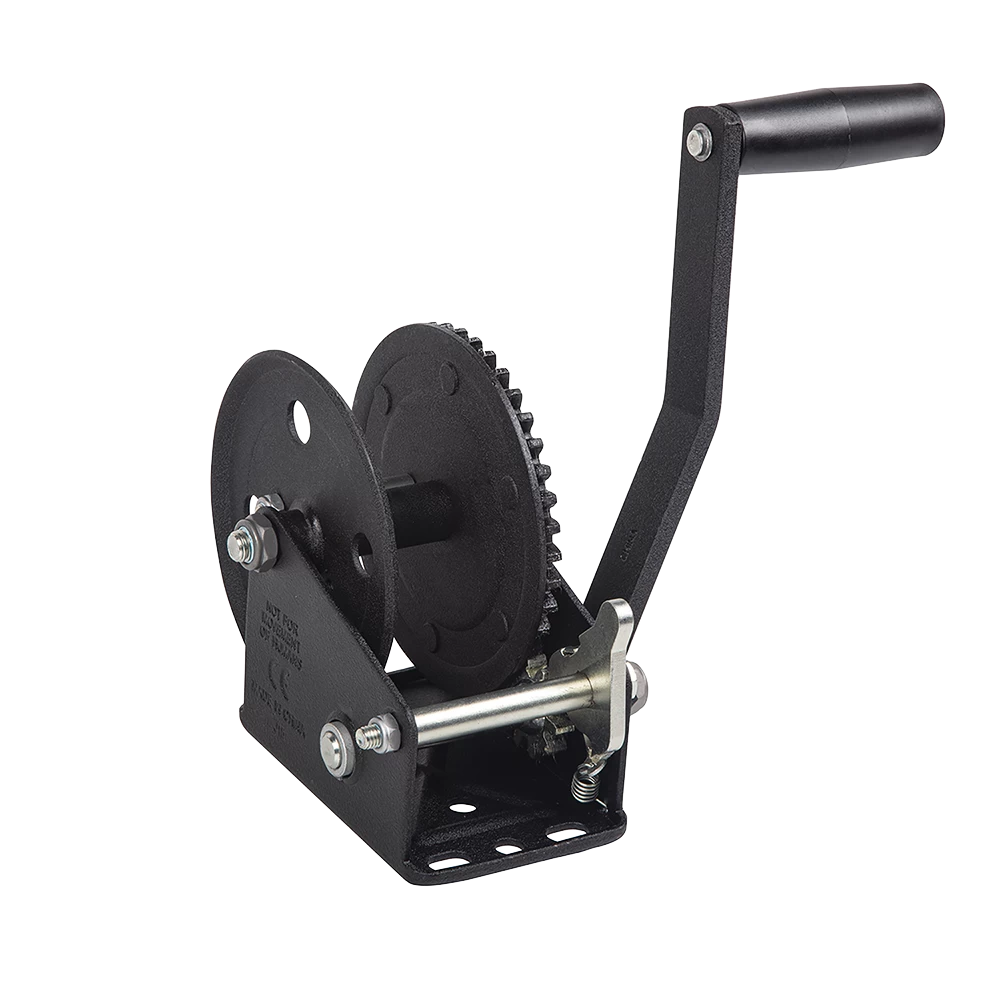 Fulton Trailer Winch 1500 lbs Capacity 20 ft Strap Glossy Black Zinc