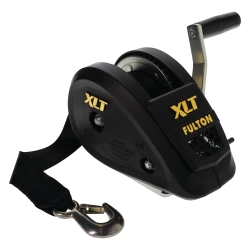 Fulton XLT Marine Trailer Winch 1,500 lbs Capacity 20 ft Strap 6 in. Handle Black Finish Limited Warranty - 142313 Boat Winch