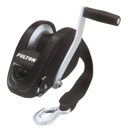 Fulton XLT Marine Trailer Winch 1,800 lbs Capacity 20 ft Strap 8 in. Handle Black Finish 5 Year Warranty - 142316 Boat Winch
