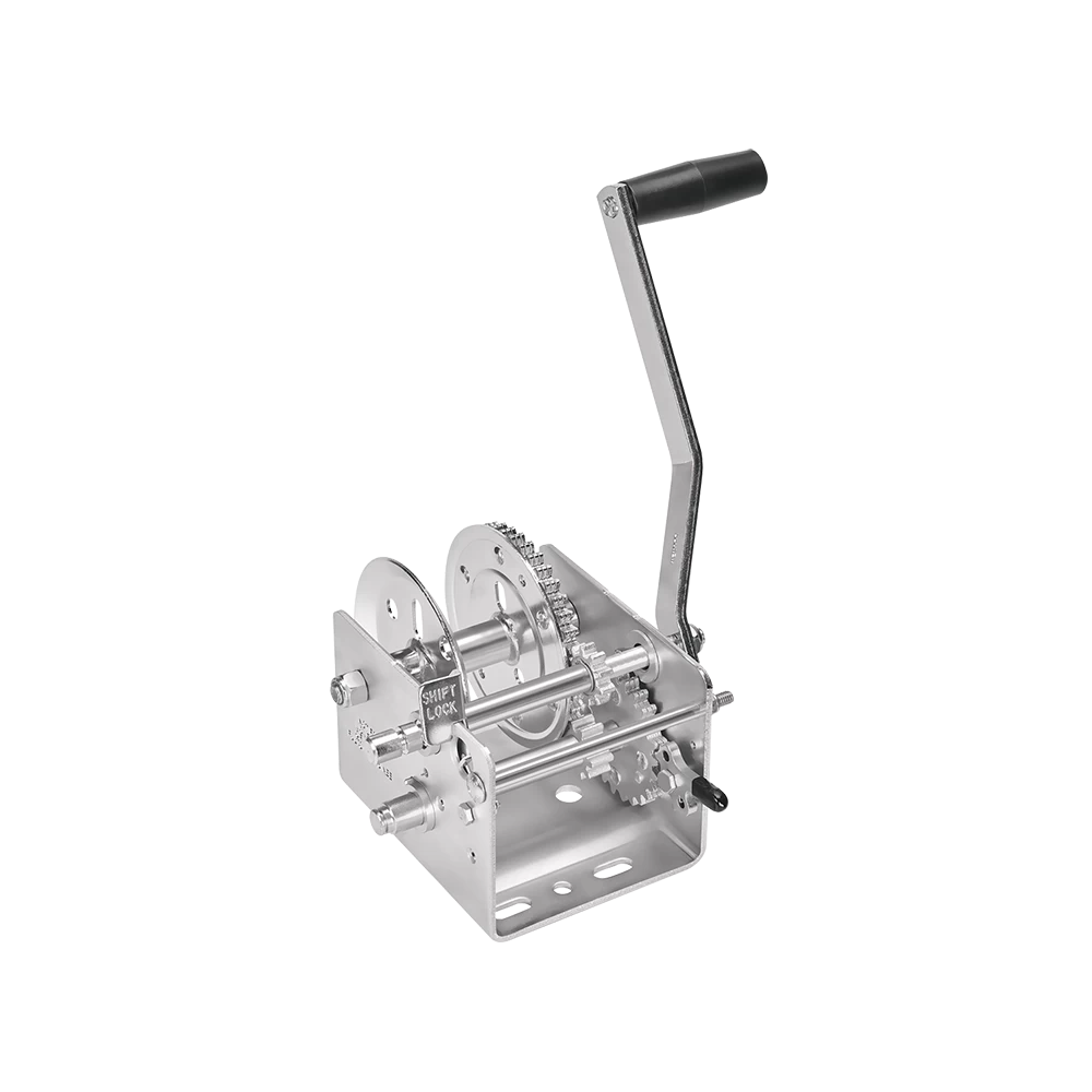 Fulton Trailer Winch Two-Speed 2000 lbs Capacity No Strap Clear Zinc Finish