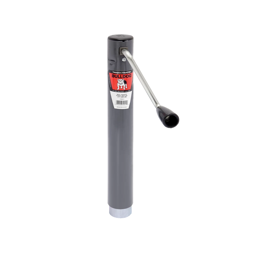 Bulldog 2K Trailer Jack, No Mount, Sidewind, Corrosion Resistant Gray Powdercoat