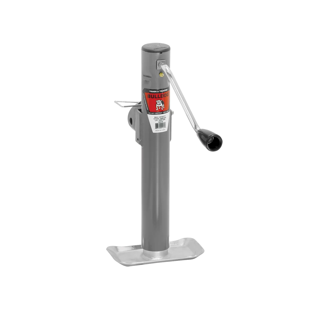 Bulldog 2K Pipe Mount Swivel Trailer Jack, Sidewind, Zinc and Powdercoat Finish