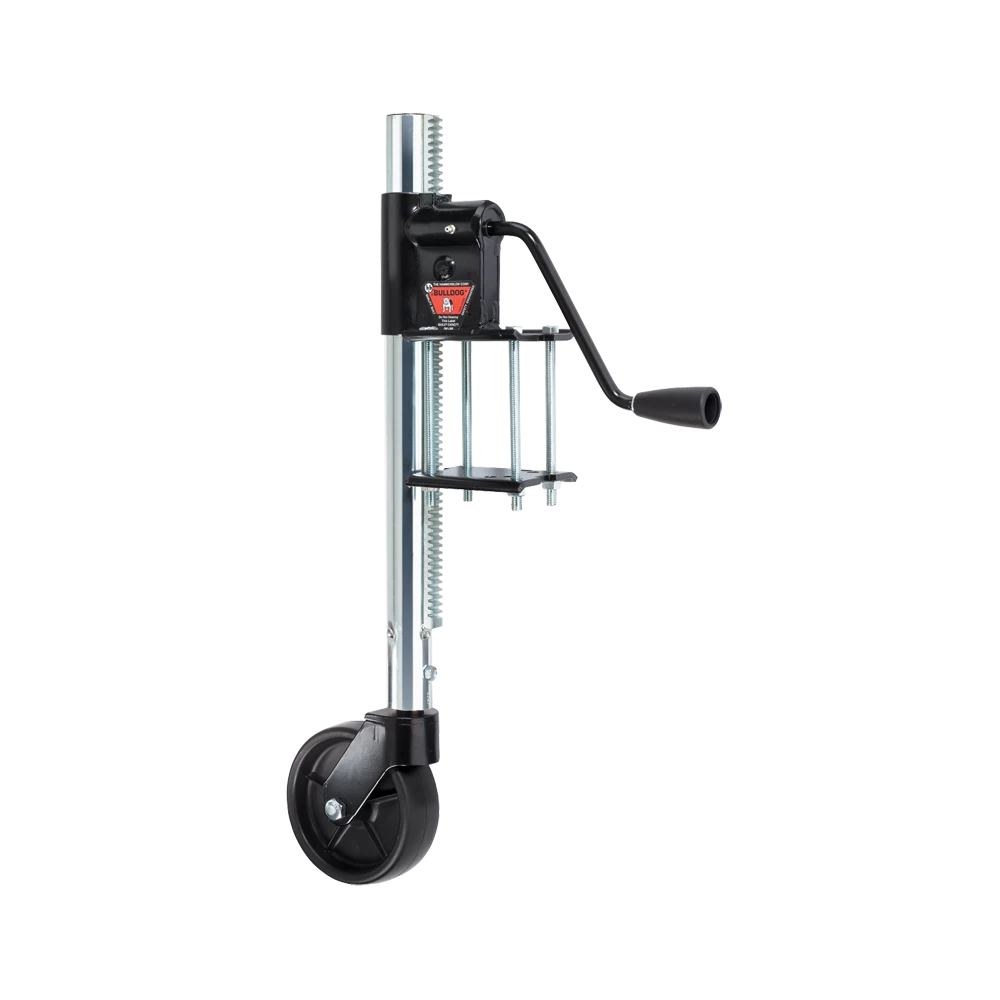 Bulldog Rack and Gear Trailer Jack with Wheel, 750 lb Lift, Zinc Plated Post