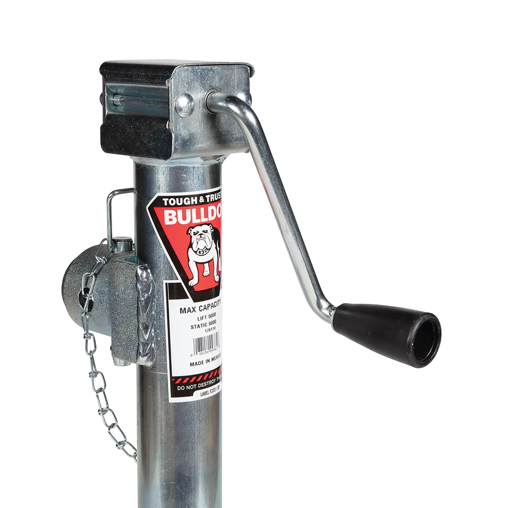 Bulldog 5K Pipe Mount Swivel Trailer Jack, Sidewind, Zinc Coated, Corrosion Resistant