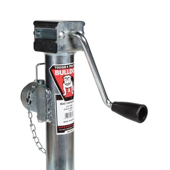 Bulldog 5K Pipe Mount Swivel Trailer Jack, Sidewind, Zinc Coated, Corrosion Resistant