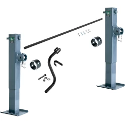 Bulldog 24K Landing Gear Set Dual Single Speed Trailer Jacks Fixed Leg Tubular Swivel Mount w/ 2 Manual Override Cranks, Mating Female Tube Mount, Cross Shaft Tube w/ Slotted Ends and Hardware