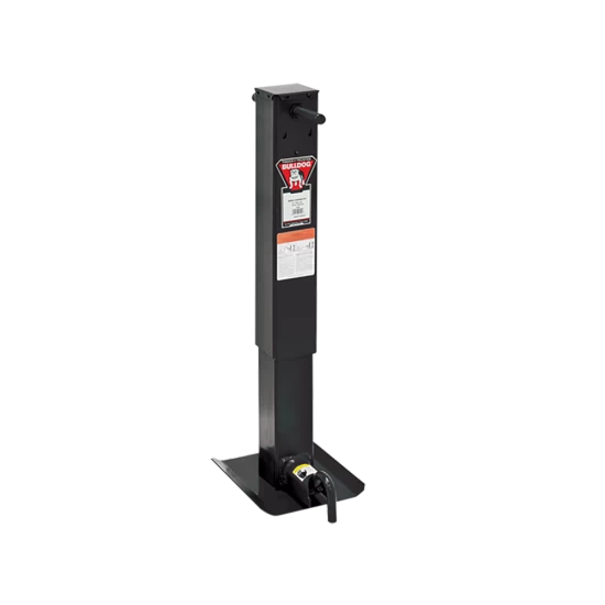 Bulldog 24K Landing Gear Set Dual Single Speed Trailer Jacks Spring Return Drop Legs Curbside and Roadside Facing Plunger Pins with Manual Override Crank Cross Shaft Tube with Slotted Ends and Hardware