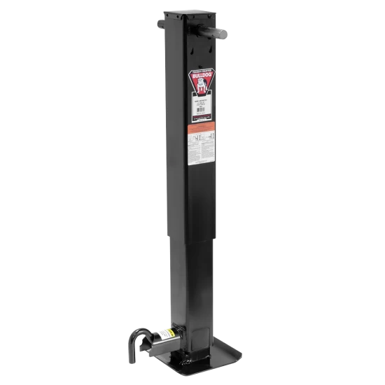 Bulldog 24K 2-Speed Electric Landing Gear Set Tandem Two Speed Trailer Jacks Planetary Gearbox Spring Return Drop Legs Front Plunger Pins Tandem Twin Bulldog Electric Powered-Drive Motors Manual Override Crank