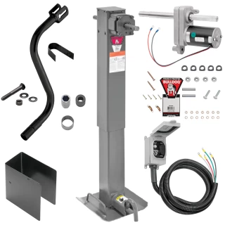 Bulldog 2 Speed 12K Trailer Jack Planetary Gearbox Non Spring Return Drop Leg Curbside Plunger Pin without Crank Bulldog Electric Motor Powered-Drive Kit Manual Override Crank