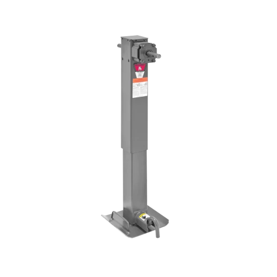 Bulldog 24K 2-Speed Electric Landing Gear Set Tandem Two Speed Trailer Jacks Planetary Gearbox Non Spring Return Drop Legs Curbside Plunger Pins Tandem Twin Bulldog Electric Powered-Drive Motors Manual Override Crank