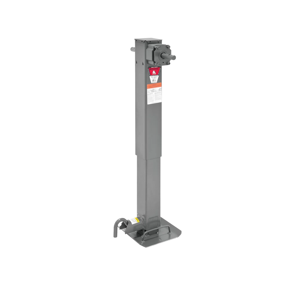Bulldog 24K 2-Speed Electric Leveling Dual Motor Landing Gear Set Tandem Two Speed Trailer Jacks Planetary Gearbox Non Spring Return Drop Legs Front Plunger Pins, Tandem Twin Bulldog Electric Powered-Drive Motors, Manual Override Crank