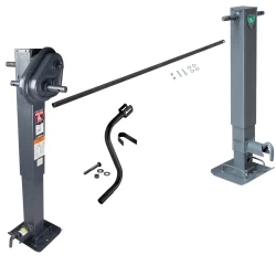Bulldog 24K 2 Speed Landing Gear Set Two Speed Trailer Jack Traditional Gearbox and Companion Jack Non Spring Return Drop Leg Front Plunger Pin, Cross Shaft Tube w/ Slotted Ends and Hardware, Manual Override Crank