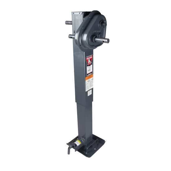 Bulldog 24K 2 Speed Landing Gear Set Two Speed Trailer Jack Traditional Gearbox and Companion Jack Non Spring Return Drop Leg Front Plunger Pin Cross Shaft Tube with Slotted Ends and Hardware Manual Override Crank