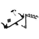 Trailer Tow Hitch w/ 4 Bike Rack For 18-20 Hyunda Elantra Sedan Except Sport 18-23 KIA Rio Sedan tilt away adult or child arms fold down carrier w/ Lock and Cover