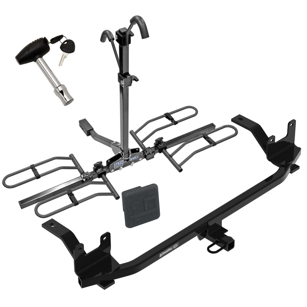 Trailer Tow Hitch For 18-20 Hyunda Elantra Sedan Except Sport 18-23 KIA Rio Sedan Platform Style 2 Bike Rack w/ Hitch Lock and Cover