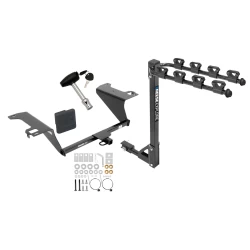 Trailer Tow Hitch w/ 4 Bike Rack For 11-20 KIA Optima 11-19 Hyundai Sonata tilt away adult or child arms fold down carrier w/ Lock and Cover