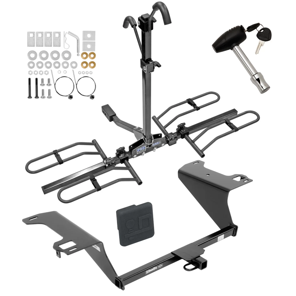 Trailer Tow Hitch For 11-20 KIA Optima 11-19 Hyundai Sonata Platform Style 2 Bike Rack w/ Hitch Lock and Cover