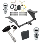 Trailer Tow Hitch For 18-19 Hyundai Sonata All Models Deluxe Package Wiring 2" and 1-7/8" Ball and Lock