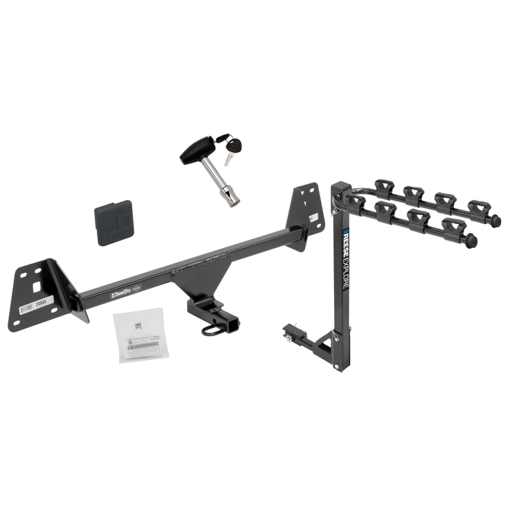 Custom Fit Trailer Hitch4 Bike Carrier Security Lock Pin Rubber Hitch Plug Cover Installation Hardware Installation Instructions 24966 1393100G 580407 2211 Draw-Tite Trailer Tow Hitch 4 Bike Rack 16-22 Toyota Prius 17-22 Prius Prime tilt away adult or c Trailer Tow Hitch w/ 4 Bike Rack For 16-22 Toyota Prius 17-22 Prius Prime tilt away adult or child arms fold down carrier w/ Lock and Cover