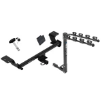 Trailer Tow Hitch w/ 4 Bike Rack For 10-15 Toyota Prius 12-15 Plug-in Hybrid 12-17 Prius V tilt away adult or child arms fold down carrier w/ Lock and Cover