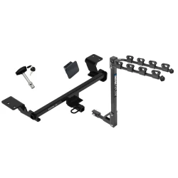 Trailer Tow Hitch w/ 4 Bike Rack For 10-15 Toyota Prius 12-15 Plug-in Hybrid 12-17 Prius V tilt away adult or child arms fold down carrier w/ Lock and Cover