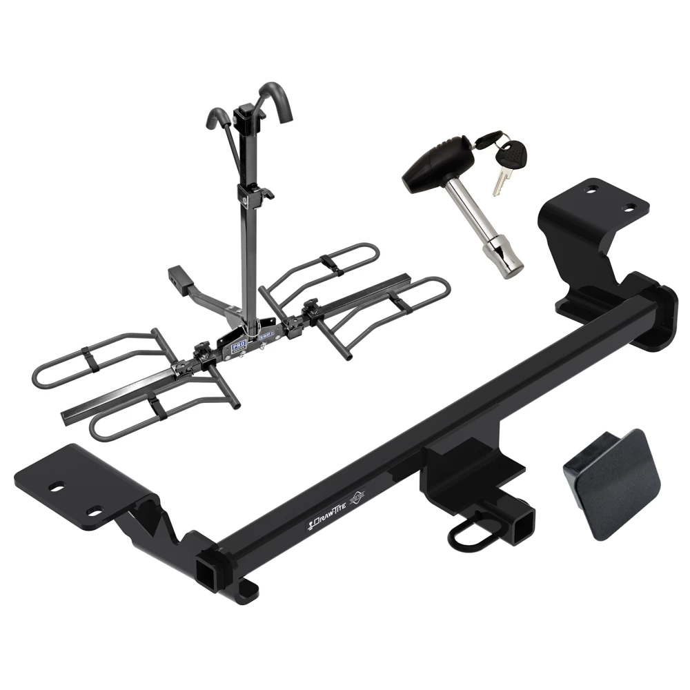 Trailer Tow Hitch For 10-15 Toyota Prius 12-15 Plug-in Hybrid 12-17 Prius V Platform Style 2 Bike Rack w/ Hitch Lock and Cover